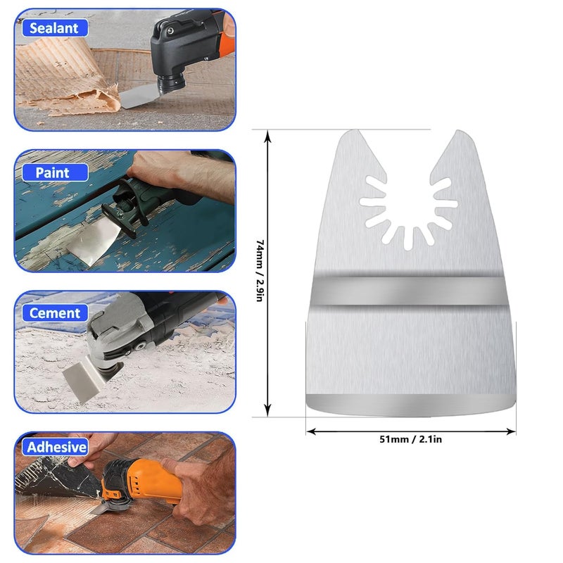 BBYPP 14pcs Oscillating Scraper Blades 2 Inch, Universal Oscillating Tool Multitool Rigid Scraper Blades for Carpet Tile Adhesives - Image 4